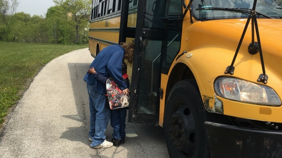 One Family Illinois Foster Parent sending child off to school.